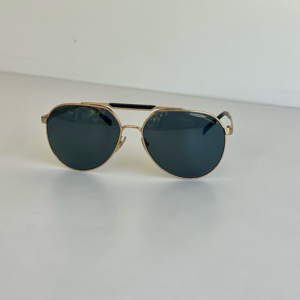 Versace gold metal polarized aviator sunglasses
